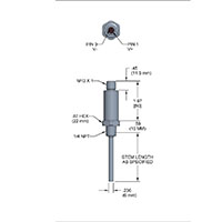 810 Series Compact Temperature Transmitter, -22/302 ºF Temperature Range, 4-20 mA Output, 1/4 NPT Process Connection, M12 x 1 (4-Pin), 3.0 in Stem, 6 mm Diameter